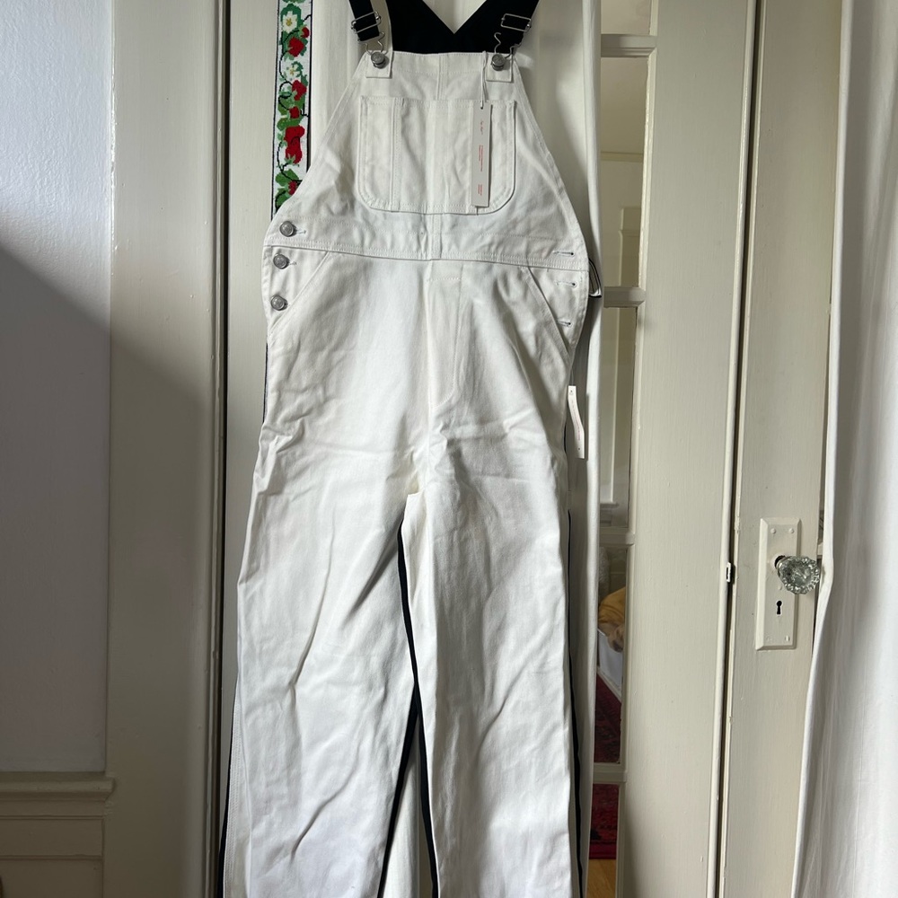 NWT Lisa Says Gah White and Black Denim Overalls